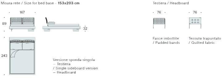 Saba Italia Двуспальная кровать с обивкой из ткани Limes sun-id-1504063 - Вид №6