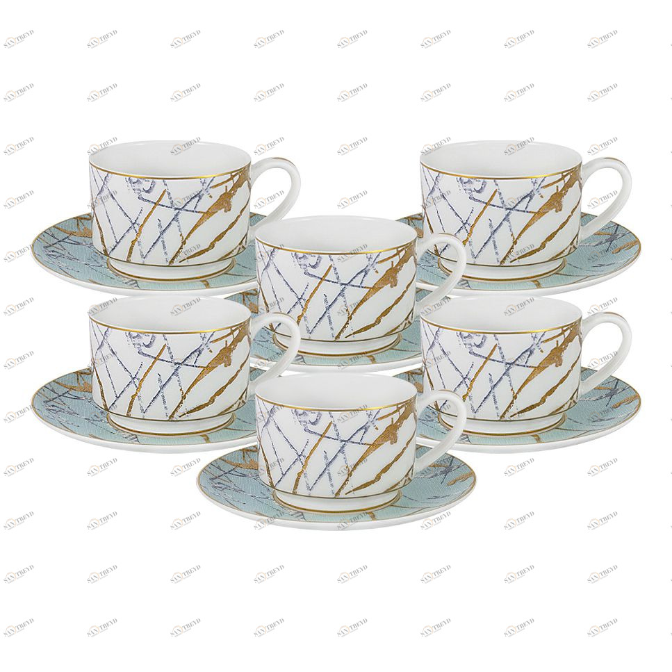 Чайный набор фарфоровый 12 предметов бело-голубой "Марсель" ANNA LAFARG EMILY МАРСЕЛЬ 00-3946926 Белый;голубой