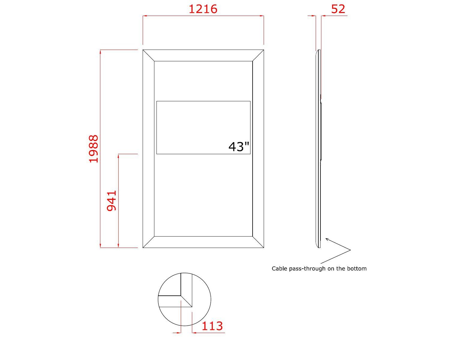 Прямоугольное напольное зеркало со встроенным отсеком для телевизора NEOD Venus ARCH-00145861 - Вид №3