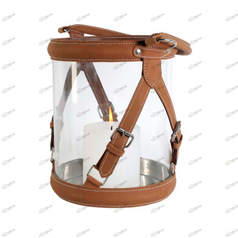 Подсвечник-фонарь стеклянный коричневый Equestrian Large от Eichholtz EICHHOLTZ  246114 Коричневый;прозрачный 