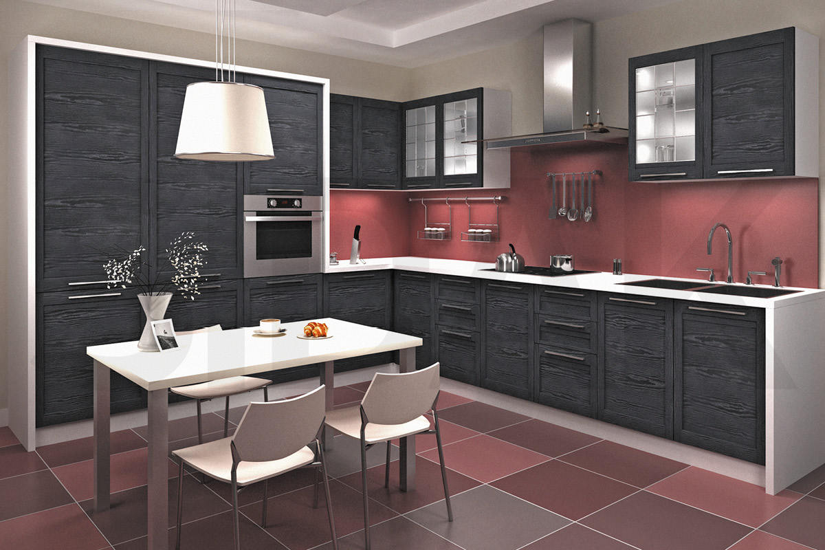 Фасады для кухни Бруно Фрезеровка «Бруно» Эбеновое дерево №249 SIDAK SIST2814-542 - Вид №1