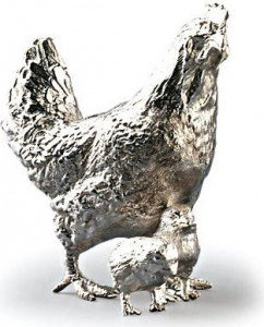 73226 Odiot Фигурка Odiot "Фауна и флора.Курочка с цыплятами" 9,5см (серебро 925) Серебро 925