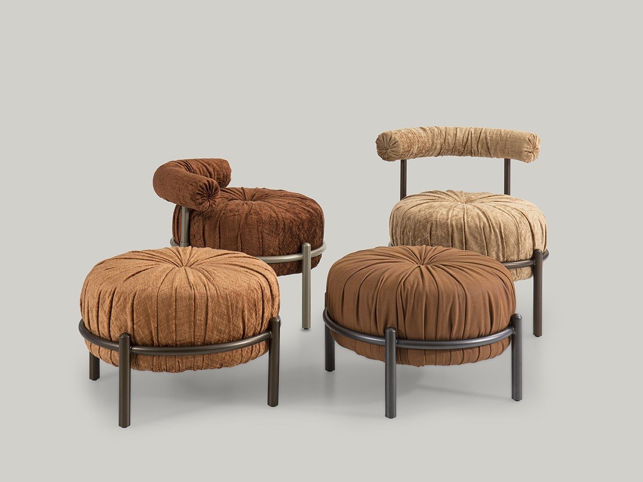 Круглый кожаный пуф Borzalino Bonbon ARCH-00058604 - Вид №7