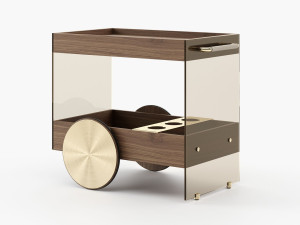 Деревянная и стеклянная тележка для еды