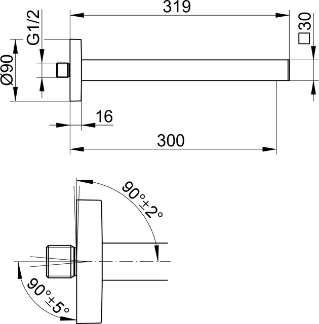 59088010401 Душевой кронштейн DN 15 KEUCO Edition 90 - Вид №2