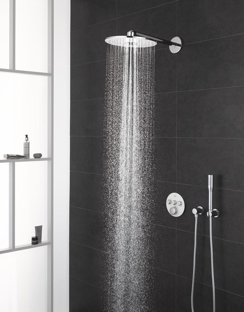 Верхний душ GROHE Rainshower 310 SmartActive с душевым кронштейном 430 мм, 2 режима струи, белая луна (26475LS0) - Вид №6