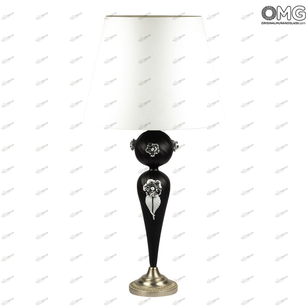 3610 ORIGINALMURANOGLASS Настольная лампа Чёрная Роза - муранское стекло OMG 46 см 