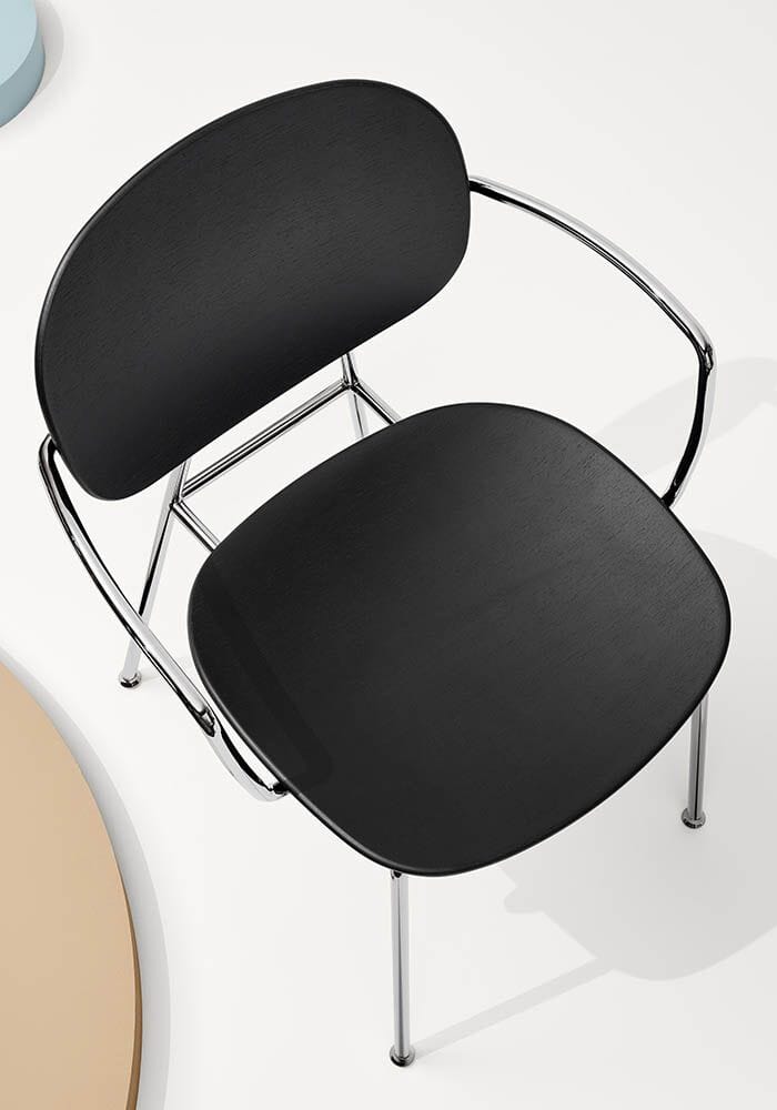 Стальной и деревянный стул с подлокотниками Infiniti круглый ARCH-00059699 - Вид №1