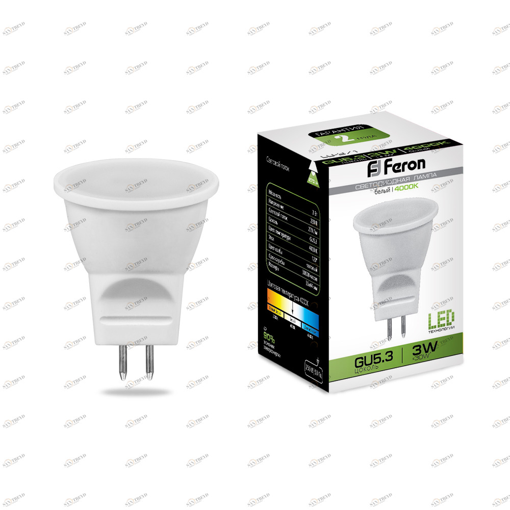 Лампа светодиодная Feron MR11 G5.3 3W 4000K LB-271 25552 FERON  00-3956477 Матовый 