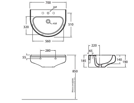 Керамическая раковина на колонне Azzurra Ceramica CHARME ARCH-00006265 - Вид №1