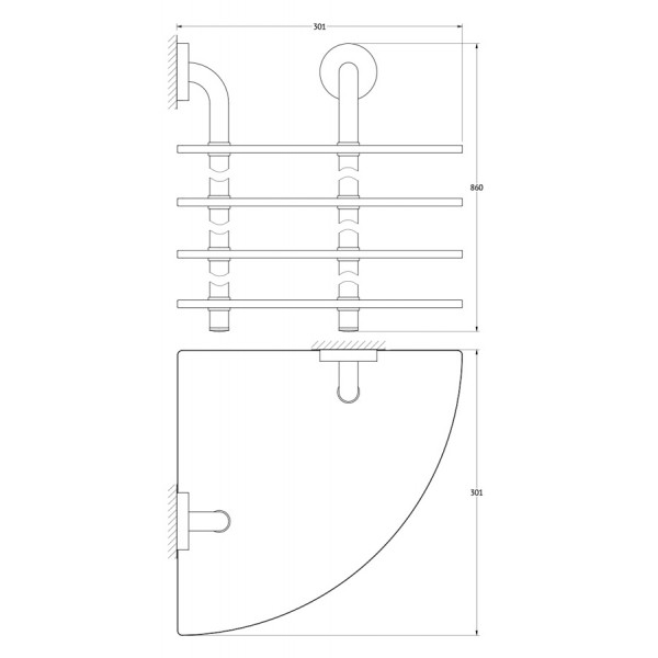 Полка 4-х ярусная угловая 30 см Ellux ELEGANCE ELE 057 sun-id-561820 - Вид №1