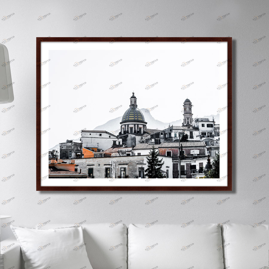 Фотокартина в деревянной раме 130х102 см Italian rooftops КАРТИНЫ В КВАРТИРУ  264724 Белый;коричневый;разноцветный 