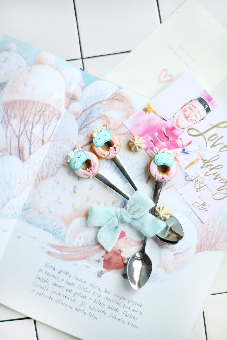 Чайная ложка с пончиком "Лама" JULS SMALL BAKERY  335360 Розовый Santreyd  - Вид №1