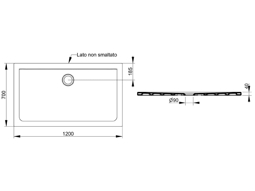 Керамический нескользящий прямоугольный поддон для душа Ceramica Dolomite SQUASH ARCH-00046905 - Вид №15