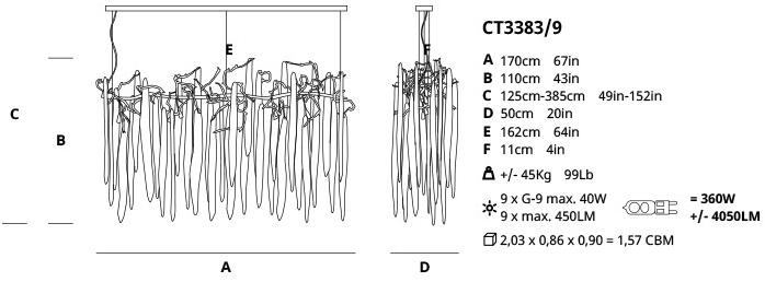 Serip Подвесной светильник из бронзы ручной работы Waterfall Ct3383/9 - Вид №1