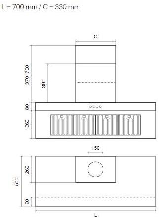 Ilve Настенная стальная вытяжка класса а Professional plus Agq70 Santreyd  - Вид №2