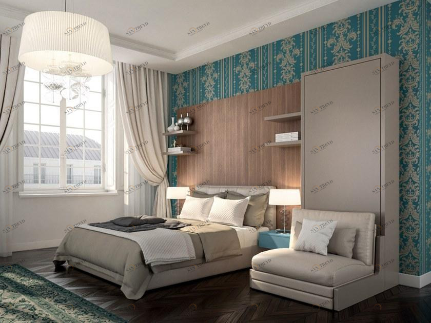 TUMIDEI Двуспальная кровать со встроенными прикроватными тумбочками On-off sun-id-1474648