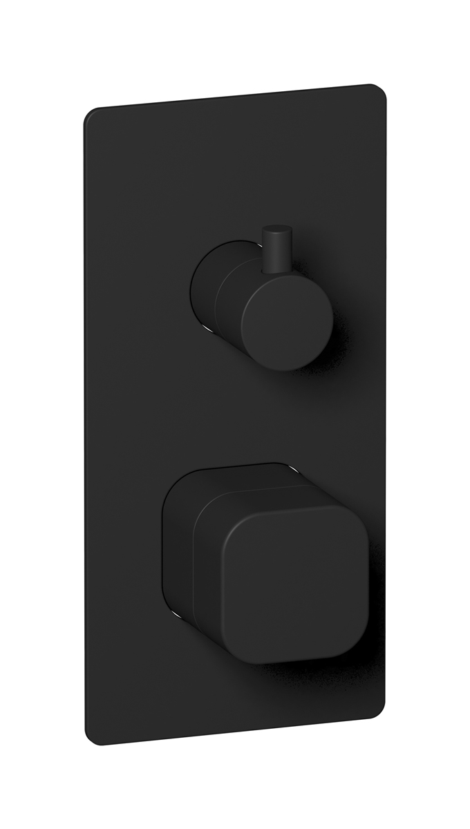 Комплект внешних частей для настенного прогрессивного смесителя на 3 потребителя. WE ARE IB eo312np_1 Matt Black Elio