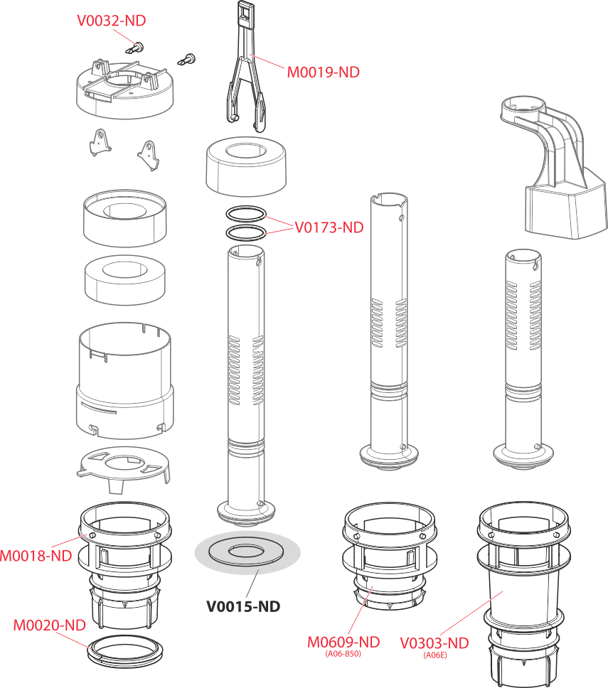 Сливной механизм ECOLOGY для скрытых систем инсталляции ALCAPLAST A06E - Вид №2
