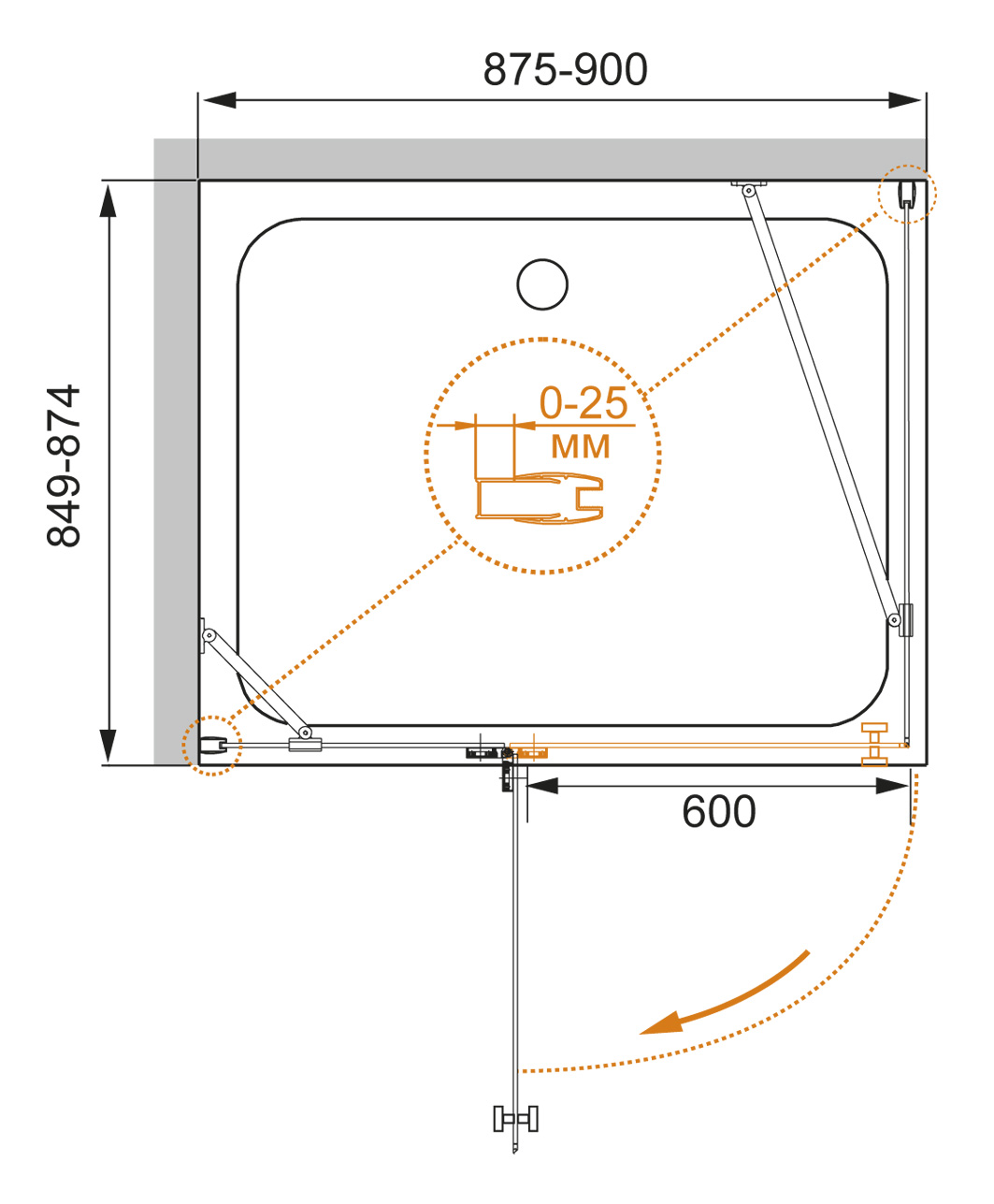 Душевой уголок CEZARES CRYSTAL-S-A-1-90-C-Cr-L - Вид №1