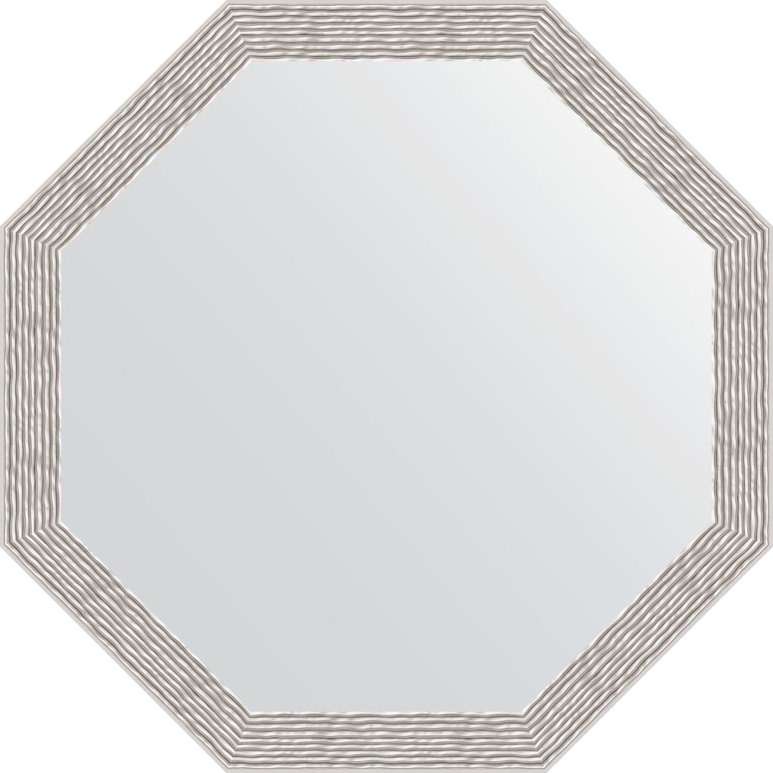 BY 3683 Зеркало в багетной раме - волна алюминий 46 mm EVOFORM Octagon