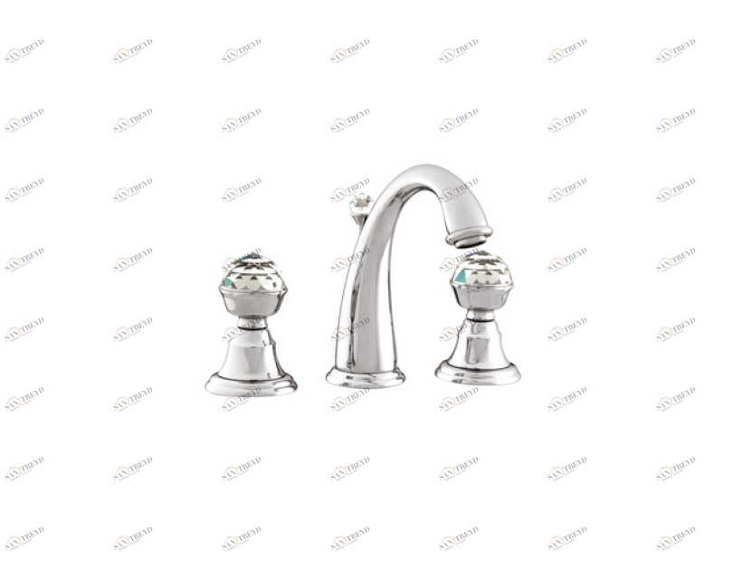 037201.C00.50 Раковина с тремя отверстиями и кристаллами Swarovski Яркий хром Mestre Pacifica