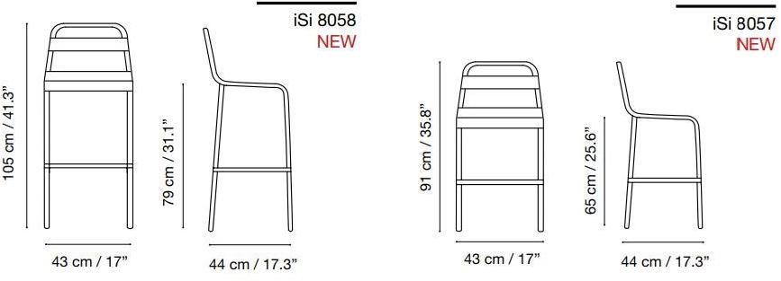 iSimar Табурет садовый алюминиевый со спинкой Biarritz 8057 / 8058 - Вид №1