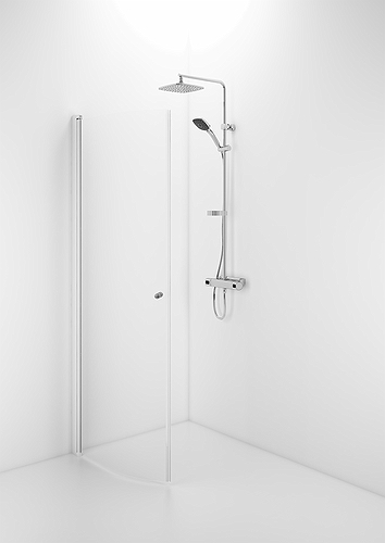 58808180 Гнутая дверь IFO Space SBVK, белые лакированные профили, прозрачное стекло с ручкой, SBVK 800. Высота 1850 - Вид №1