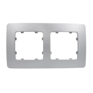 Рамка для розеток и выключателей Hegel 2 поста цвет серебро