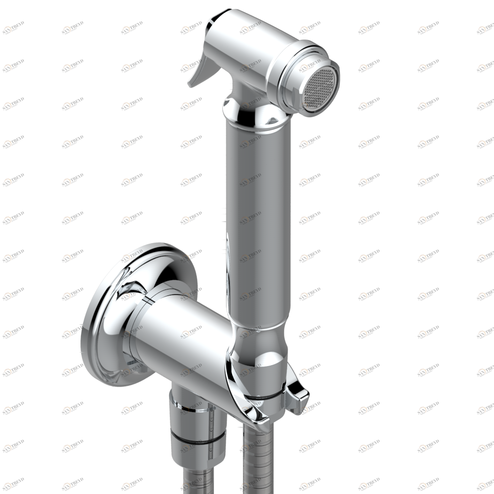 G75-5840/9 Комплект для гигиенического душа: лейка с клапаном, усиленный шланг 1,25м и вывод для шланга со встроенным защитным остановом Thg-paris Charleston с рукоятками Хром G75 5840/9 A02 CAT.A