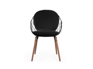 Стальной и деревянный стул с подлокотниками