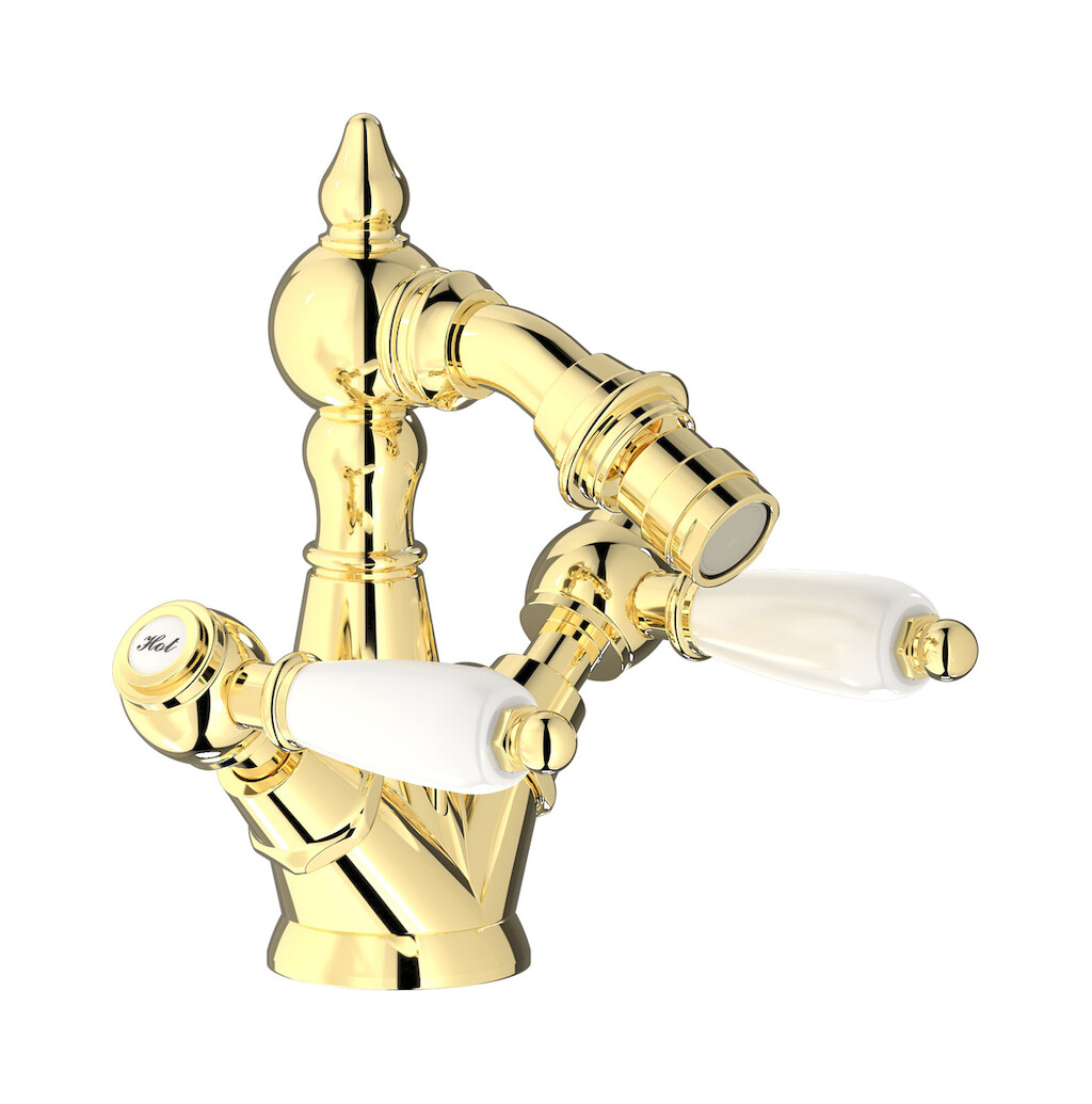 Смеситель для биде с 2 ручками в комплекте с донным клапаном. WE ARE IB hl225ii_2 Pale Gold Hermes