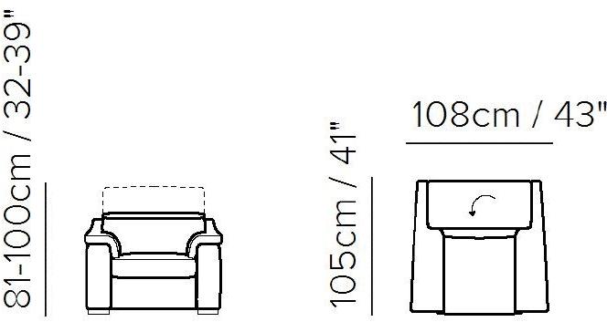 Natuzzi Кожаное кресло с подлокотниками Brick sun-id-1412269 - Вид №1