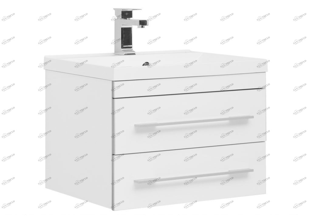 Тумба с раковиной Aquanet Верона NEW 58 белый (подвесная 2 ящика) 0017666700204117