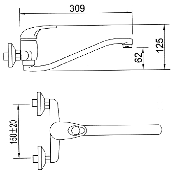 Смеситель для кухни San Fonte 3536-G03 настенный 3536-G03 11161138 - Вид №1