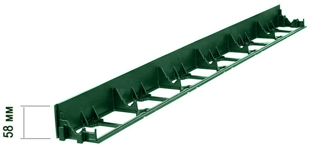 Пластиковый бордюр 58 мм, длина 1 м, зелёный ГеоПластБорд