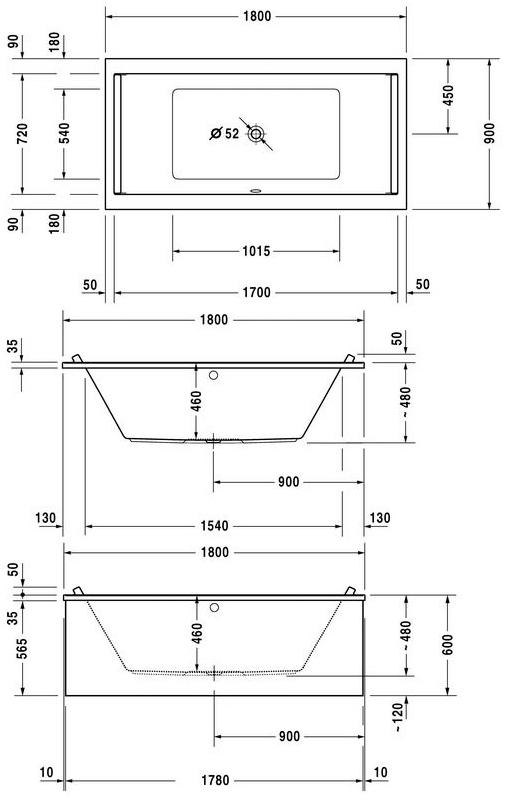 Duravit Прямоугольная акриловая ванна Starck 700339 - Вид №5