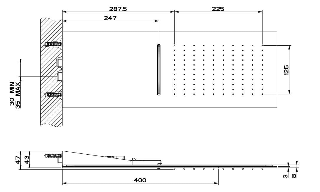 Нержавеющая сталь ультра-плоская насадка для душа с водопадом Gessi трехмиллиметровые ARCH-00033133 - Вид №10