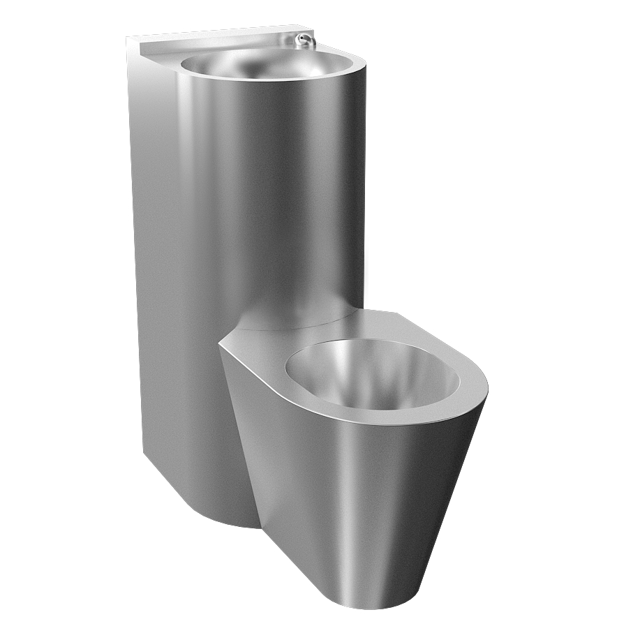 94283 Пьезо антивандальный комплект унитаза с умывальником, надольный унитаз, 24 В пост. SANELA 