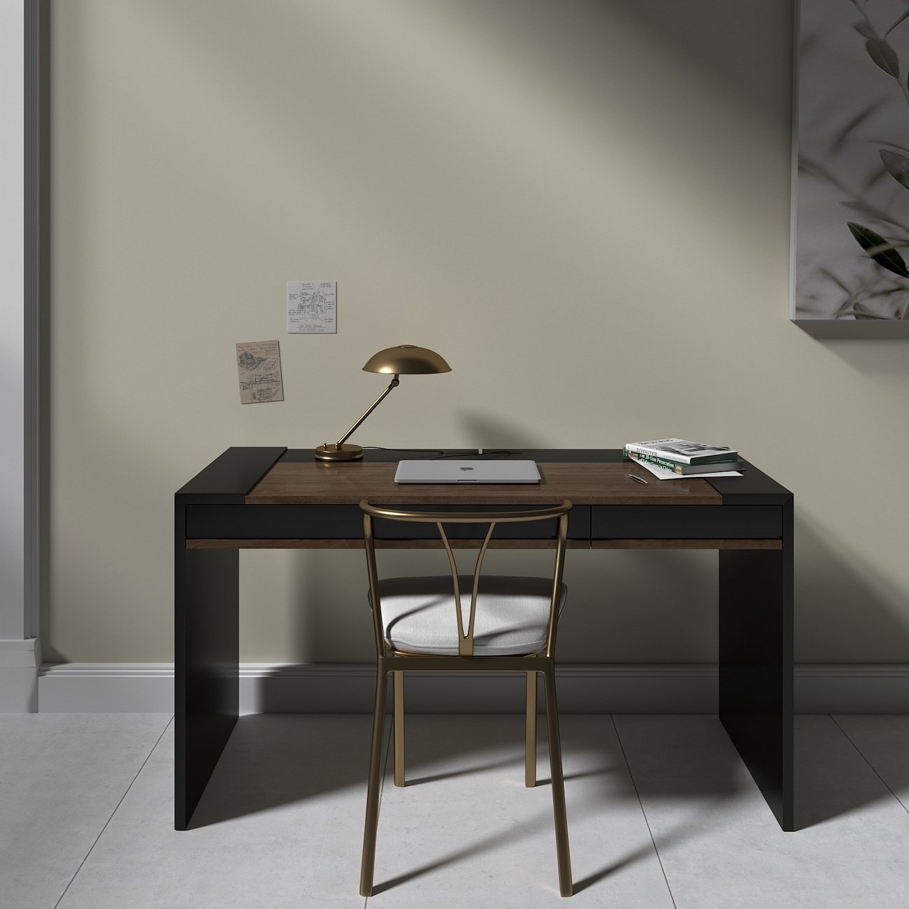 Письменный деревянный стол черный 140 см Mass BRAGIN DESIGN  00-3879375 Коричневый;черный  - Вид №1