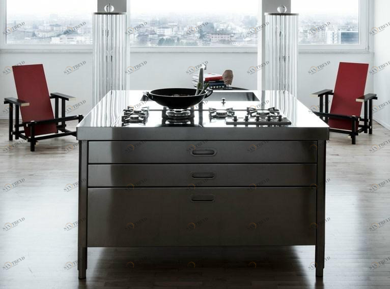 ALPES-INOX Остров с плитой, ванной и кладовкой Liberi in cucina sun-id-1463438