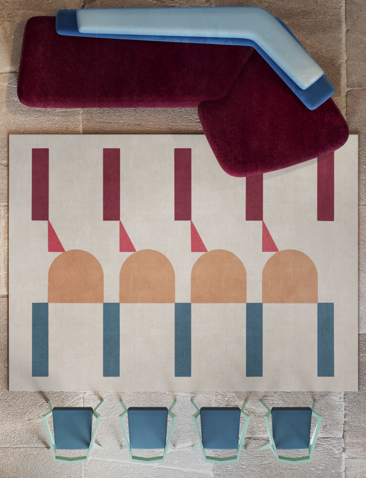 Прямоугольный шерстяной ковер Tapis Rouge узор ARCH-00150744 - Вид №2