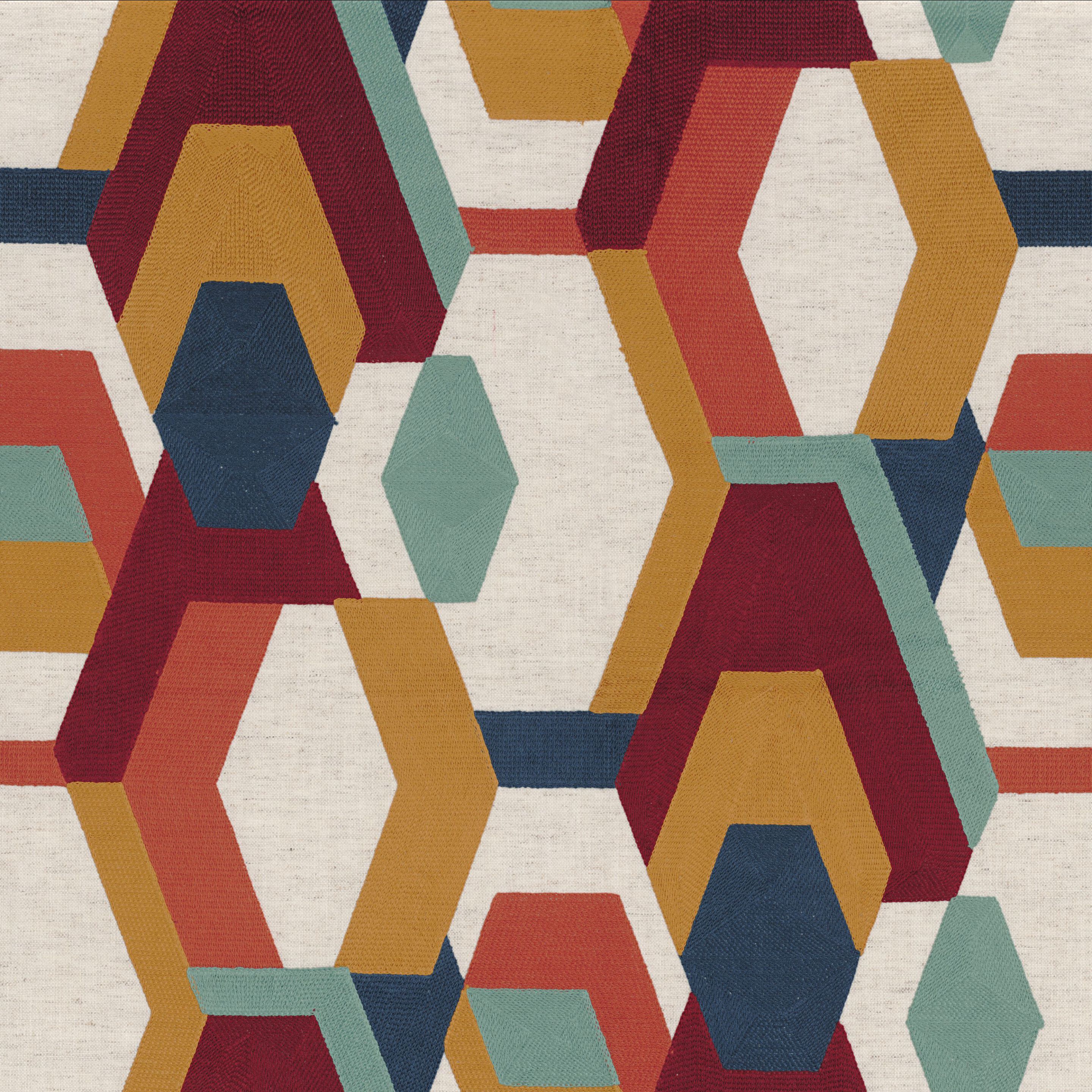 Многоцветная вышитая ткань с графическими узорами Casamance Point de Vue ARCH-00047117 - Вид №6