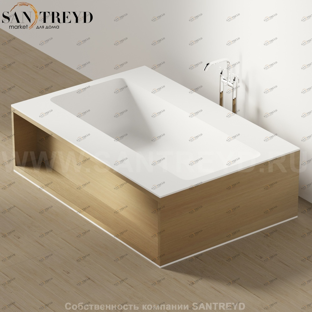 Ванна свободностоящая CARTESIO W с местом хранения с двух сторон натуральный дуб Agape AVAS0996RT