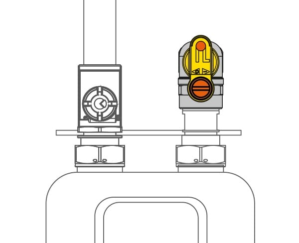 Запорный клапан с гнездом давления и предохранительной ручкой версия 90 ° спереди TECO G2 Punto Orange® ARCH-00114326 - Вид №2