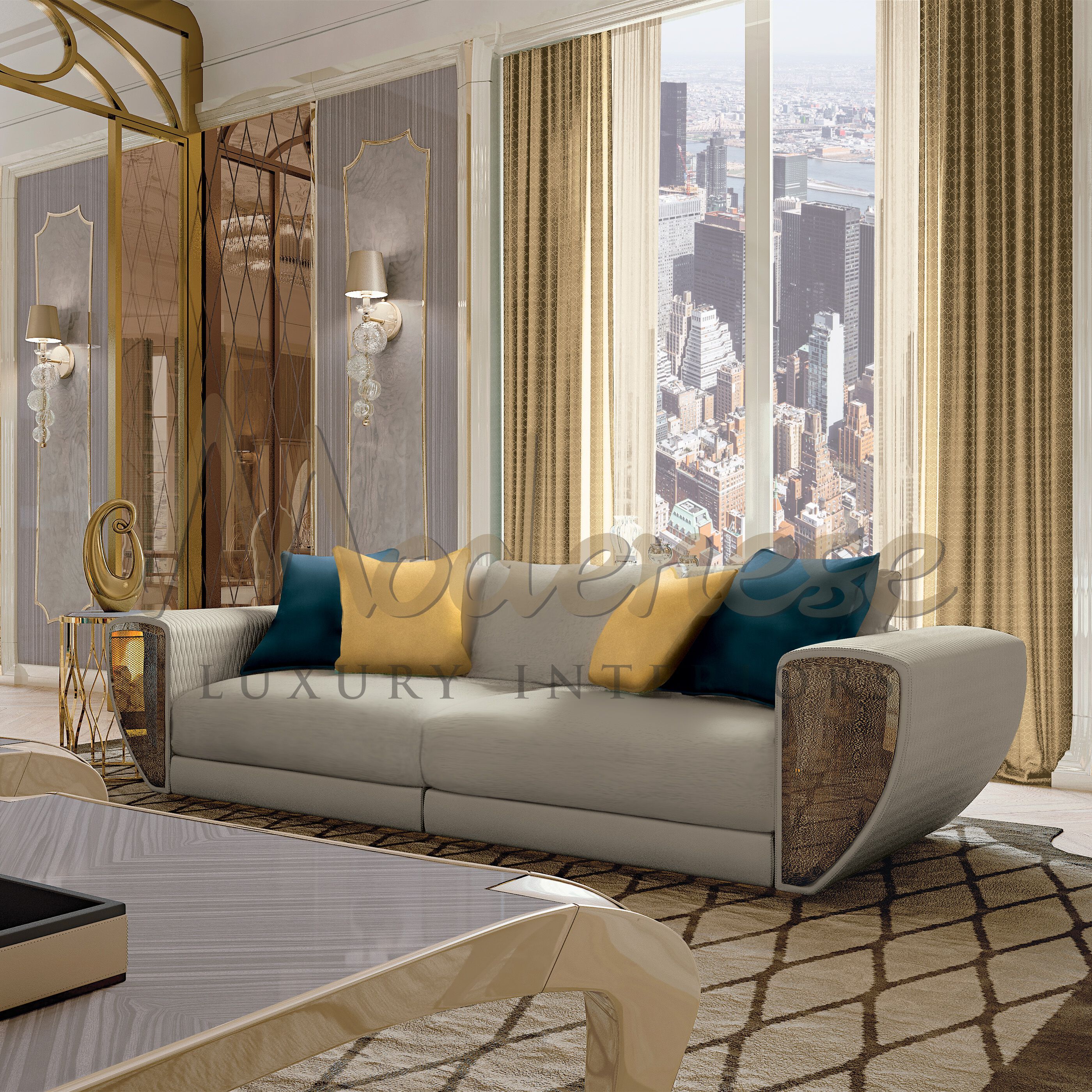 4-местный кожаный диван Modenese Luxury Interiors AURA MINIMALIST ARCH-00061288 - Вид №3