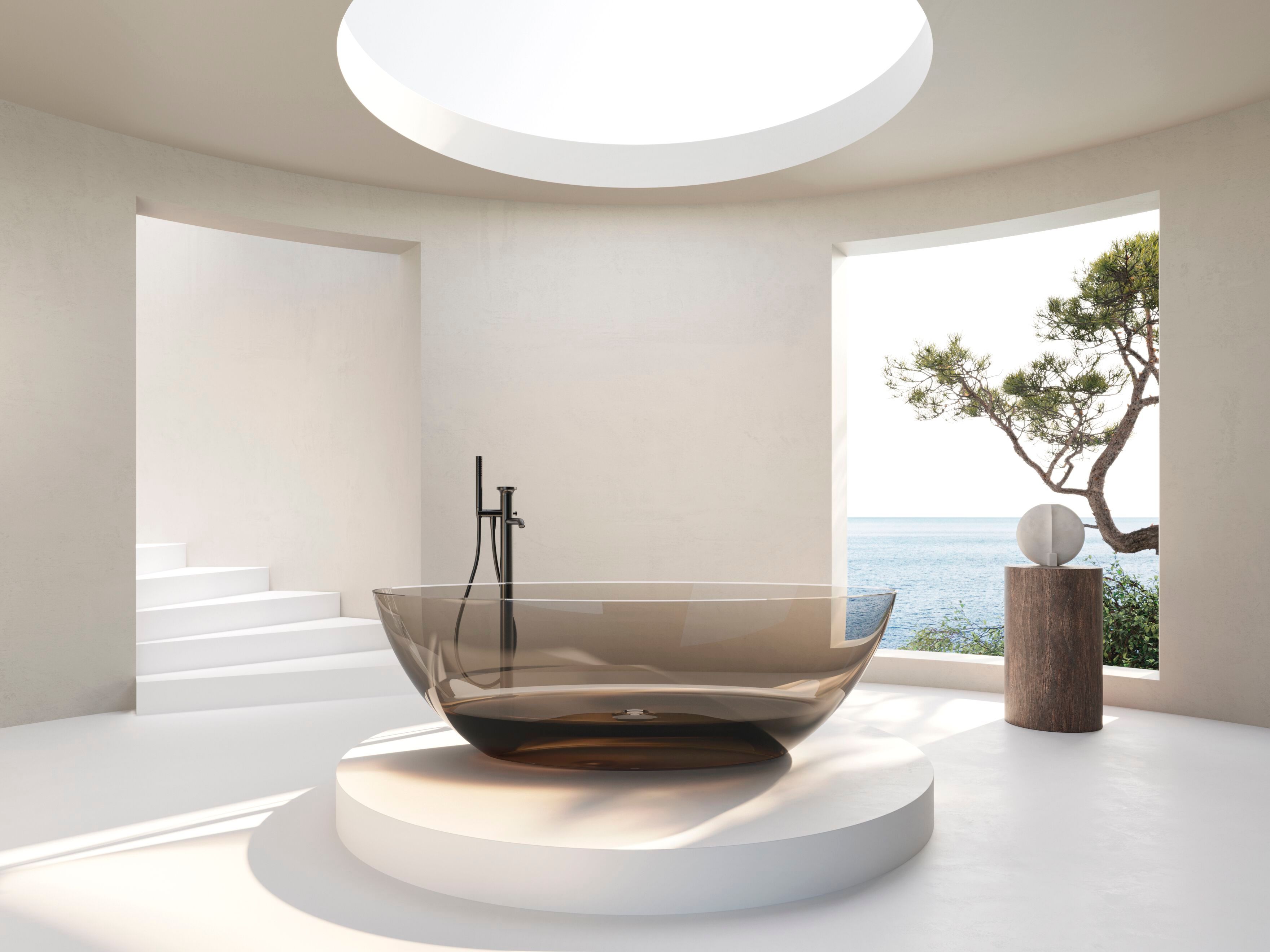 Ванна из овальной смолы Gruppo Treesse мебель для ванной комнаты-отдельно стоящие ванны ARCH-00131014 - Вид №1