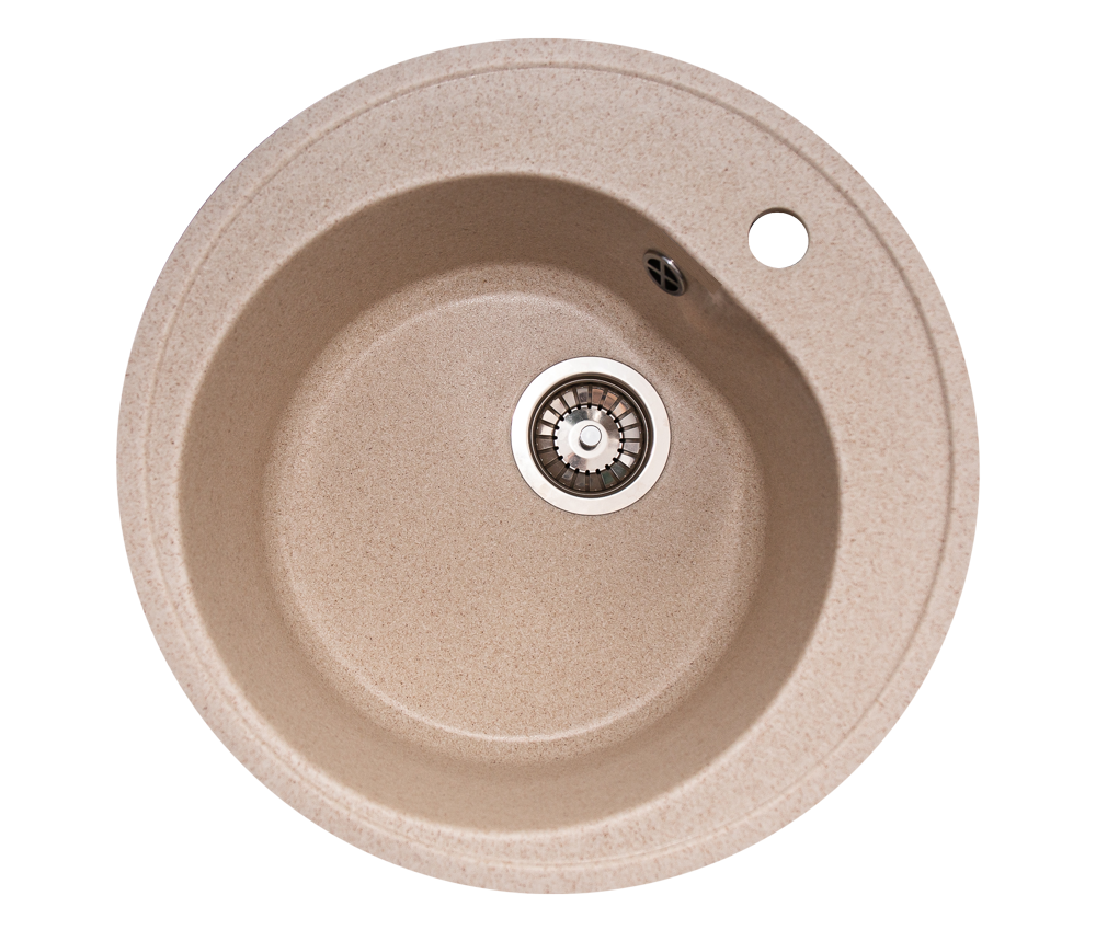 RD10 Круглая, глянцевая мойка для кухни , цвет бежевый Raiber 