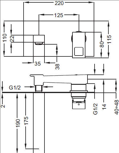 Встраиваемый смеситель на раковину Cezares MOLVENO-BLS2-01-Cr - Вид №1
