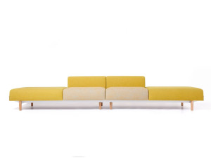 Мягкая скамейка из ткани со спинкой